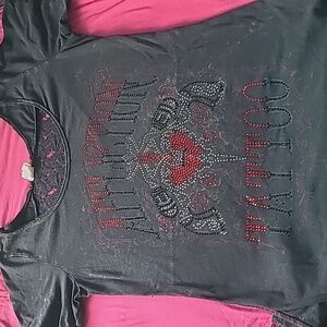 Affliction Tattoo stone wash top